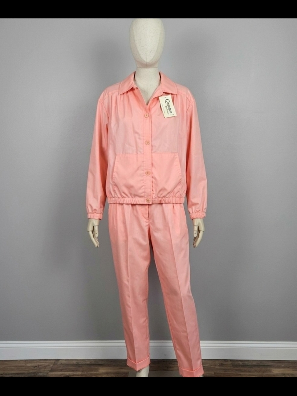 VTG Quantum Sportswear NWT 2-Piece Pant Suit Peach Set Size 10 Made in USA